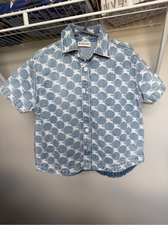 Burberry Other - Burberry Light Blue & White Kids Short-Sleeve Button-Down Shirt
